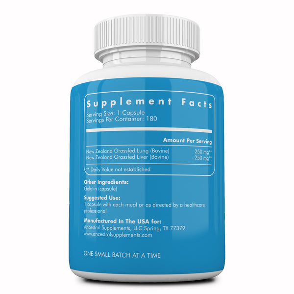 Grass fed beef lung (w/liver) by Ancestral Supplements