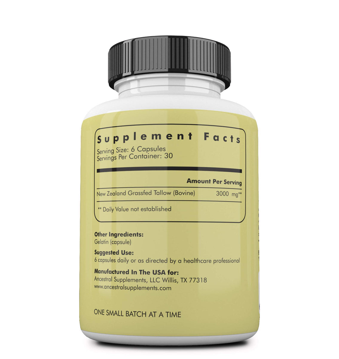 Grass fed beef tallow (from suet) by Ancestral Supplements Optimising