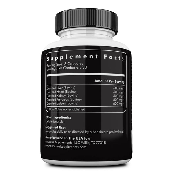 Grass fed beef organs by Ancestral Supplements