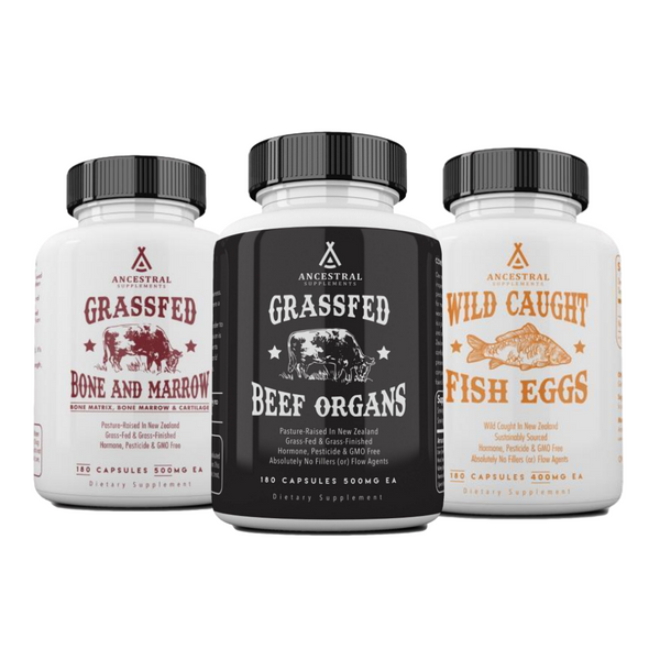 'TRIO Special' grass fed beef organs, bone and marrow and wild caught fish eggs by Ancestral Supplements
